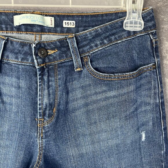 Womens 545 Levi Jeans Low Boot Cut Stretch Size 8M (30Wx32L) - Picture 5 of 13